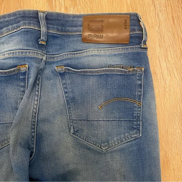 GStar Raw 3301 Slim Denim Jeans 32x32 Button Fly Classic Whiskered - Picture 3 of 9